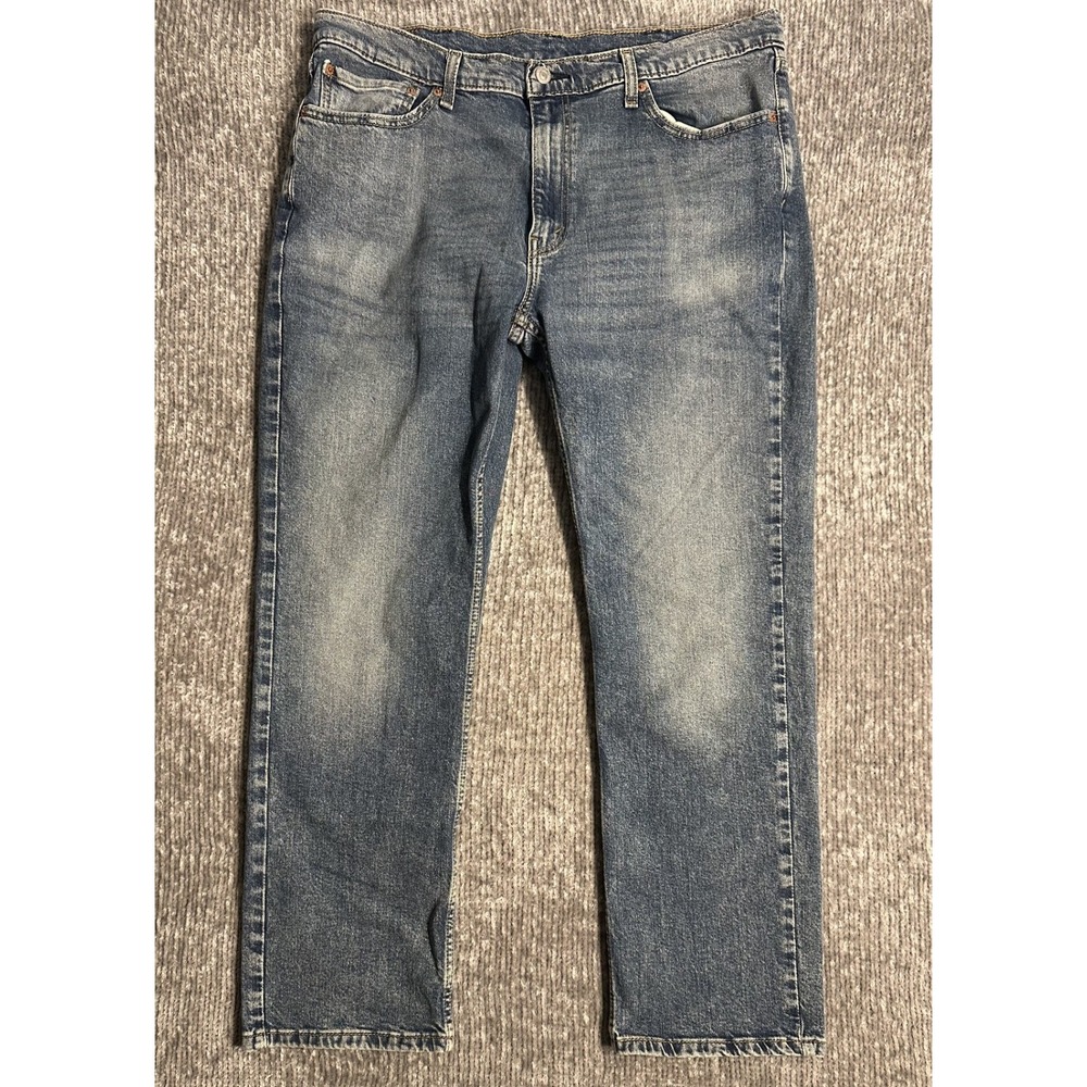 Levis 514 Jeans Mens 38x30 Blue Denim Straight Leg Light Wash Red Tab Stretch